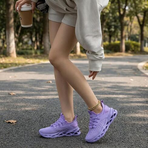 Women's Running Shoes Breathable Cushioned Non Slip Athletic Sneakers | weight Comfortable Casual Fashion Sports Walking Tennis Golf Shoes for Workout Gym Daily Commute Soft Sole Lace Up Purple in Kuwait