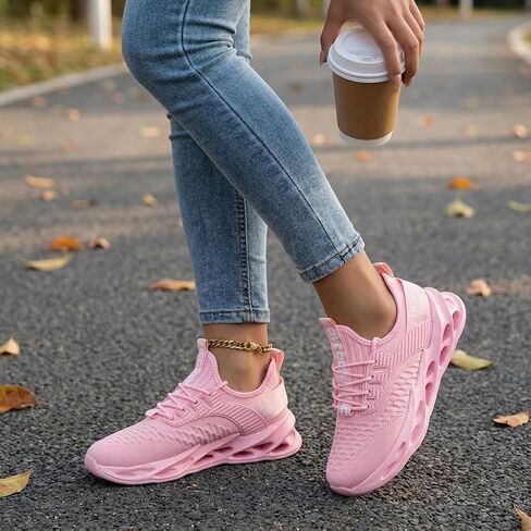 Women's Tennis Golf Shoes Cushion Non Slip Breathable Comfortable Sneakers | Lightweight Athletic Walking Running Casual Fashion Sneakers for Workout Gym Daily Commute Campus Soft Sole Lace Up Blue Pink in Kuwait