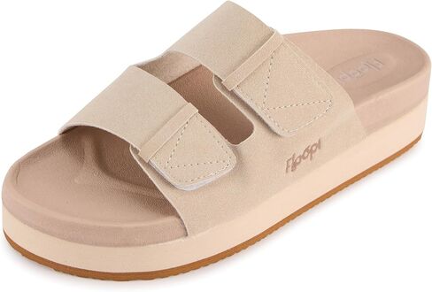 Floopi Women’s Wedge Slide Sandals, Adjustable Double Strap Microsuede Slides, Lightweight Non-Slip EVA Sole, Casual Summer Slip-On Shoes for Women in Kuwait
