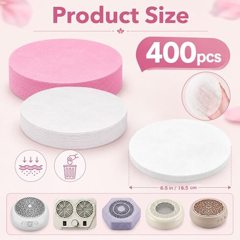 Gjinxi 400 Sheets Nail Dust Collector Paper Filter Disposable Nails Paper Replacement Nails Tech Vacuum Cleaner Supplies Accessories for Most Fan Extractor Machine Home Salon Spa Technician in Kuwait