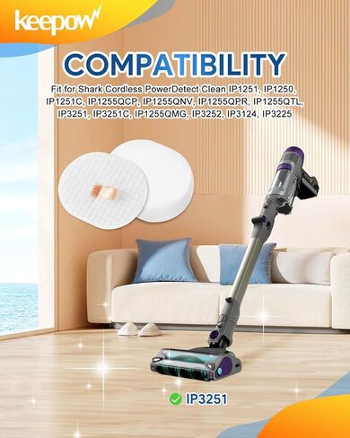 KEEPOW Vacuum Filters Compatible with Shark Cordless PowerDetect Clean IP3251, IP3251C​, IP3252, IP3124, IP3225, IA3241, Part #XPRMFIP1000, 6 Pack in Kuwait