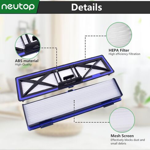 Blue H12 HEPA Filters for Neato D10 D9 D8 D7 D6 D5 D4 D3, 5-Pack | Robot Vacuum Replacement Parts Accessories in Kuwait