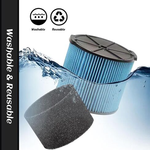 1 Pack VF3500 Filters + 2 Pack Foam Sleeves + 2 Pack VF3501 Bags, for Ridgid WD3050 WD4080 4000RV 4500RV, Compatible with 3-4.5 Gallon Shop Vac Wet/Dry Vacuums in Kuwait