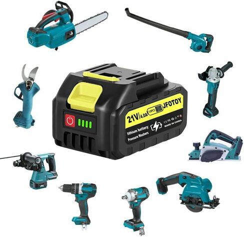 Battery for Portable Cordless Washer,21V 4000mAh with Power Display | For example mini chainsaw, Leaf blower, Pruning Shear, Grass Shear,String Trimmer, and electric drills etc. in Kuwait