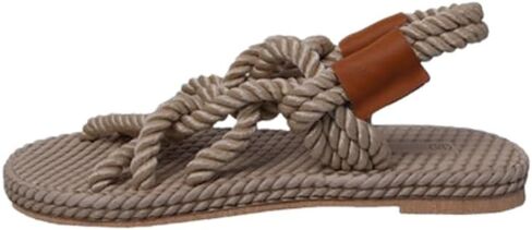 Womens Large Size Boho Rope Woven Sandals Multi Color Flat Slides Lightweight Non Slip Summer Beach Casual Walking Sandals in Kuwait