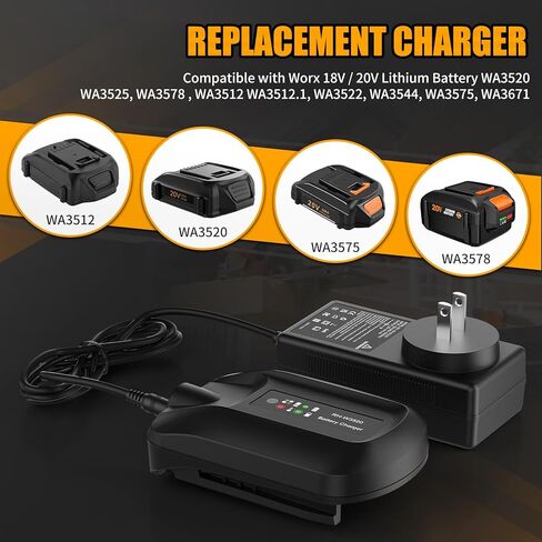 Upgraded 8000mAh 20V Replacement for Worx 20V Battery and Charger Kit WA3575 WA3525 WA3520 WG151s WG155s WG545s Compatible with Worx Battery 20V 2X20V Cordless Tools in Kuwait