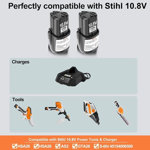 Upgraded 4000mAh 10.8V Replacement Battery for Stihl Grass Shears | Compatible with HSA26 AS2 GTA26 SEA20, Fit Model 45154006500 & All Stihl 10.8V Cordless Power Tools（2 Packs） in Kuwait