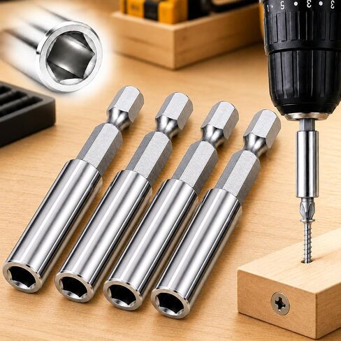 4 Pack Magnetic Bit Holder, 1/4 Inch Hex Shank Drill Bit Extension, Impact Driver Extension Bit Holder, Quick Change Screwdriver Bit Holder for Drill, DIY, Woodworking, Furniture Assembly, Home Repair in Kuwait