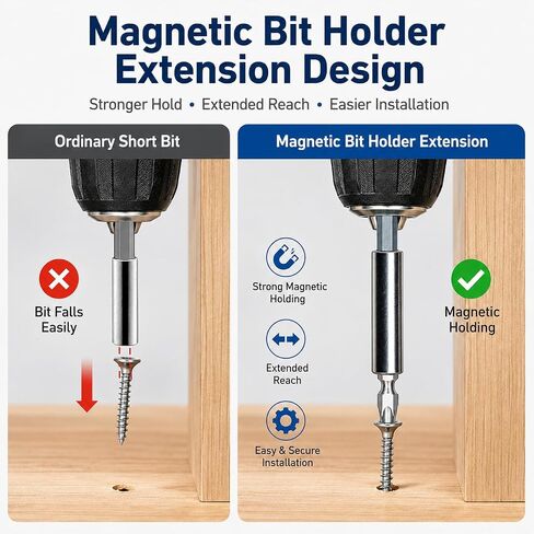 4 Pack Magnetic Bit Holder, 1/4 Inch Hex Shank Drill Bit Extension, Impact Driver Extension Bit Holder, Quick Change Screwdriver Bit Holder for Drill, DIY, Woodworking, Furniture Assembly, Home Repair in Kuwait