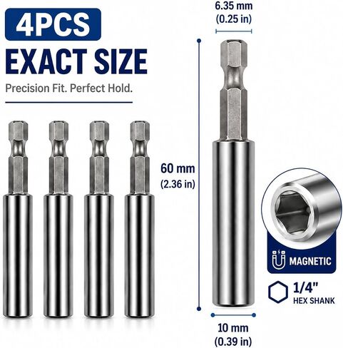 4 Pack Magnetic Bit Holder, 1/4 Inch Hex Shank Drill Bit Extension, Impact Driver Extension Bit Holder, Quick Change Screwdriver Bit Holder for Drill, DIY, Woodworking, Furniture Assembly, Home Repair in Kuwait