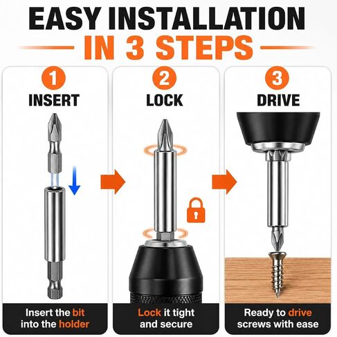 4 Pack Magnetic Bit Holder, 1/4 Inch Hex Shank Drill Bit Extension, Impact Driver Extension Bit Holder, Quick Change Screwdriver Bit Holder for Drill, DIY, Woodworking, Furniture Assembly, Home Repair in Kuwait