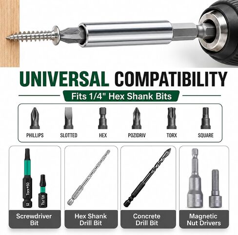 4 Pack Magnetic Bit Holder, 1/4 Inch Hex Shank Drill Bit Extension, Impact Driver Extension Bit Holder, Quick Change Screwdriver Bit Holder for Drill, DIY, Woodworking, Furniture Assembly, Home Repair in Kuwait