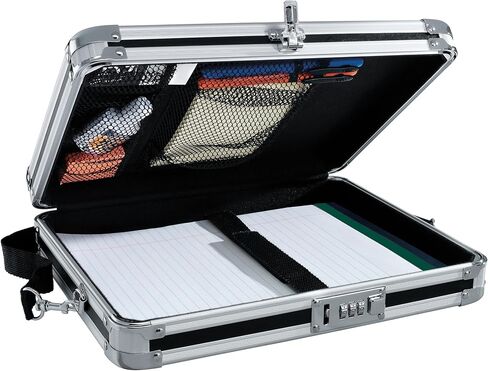 Vaultz Locking Clipboard with Storage - Heavy Duty Metal Clip Board Box Holds 8.5" x 11" Letter-Size Paper or Tablet Device - Combination Lock, Black in Saudi Arabia