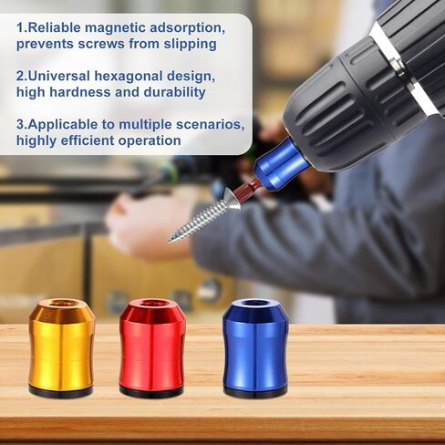 3 Pcs Screwdriver Head Magnetic Ring, Aluminum Alloy Bit Magnetizer Rings Tool for Hex Screwdriver and Power Bits Removable Magnetic Magnet Screw Holder for DIY Repair in Kuwait