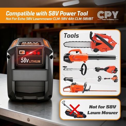 CPY 58V 5.0Ah Battery Replacement for Echo 58V Battery, Compatible with Cordless Power Tools Blower Chainsaw CBP-58V40 CBP-58V2AH CPLB-58VBT CPH-58V SSA-58V EALB-58V CDST-58V CHT-58V in Kuwait