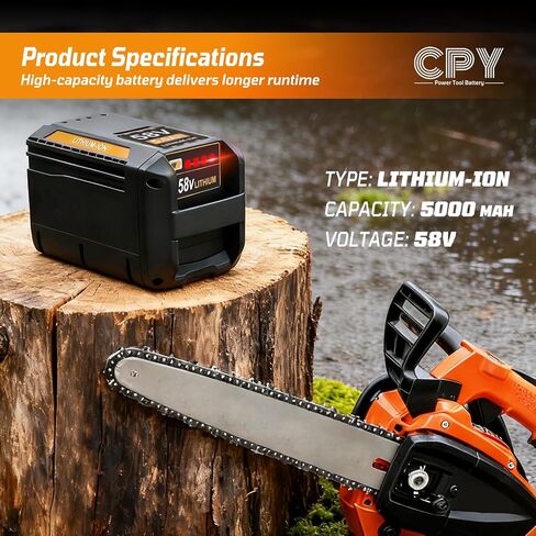 CPY 58V 5.0Ah Battery Replacement for Echo 58V Battery, Compatible with Cordless Power Tools Blower Chainsaw CBP-58V40 CBP-58V2AH CPLB-58VBT CPH-58V SSA-58V EALB-58V CDST-58V CHT-58V in Kuwait