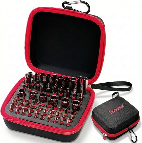 86 Holes 1/4" Hex Bit Organizer, Round Drill Bit Organizer for Impact Driver Drill Bit Screwdriver Bit Holders for Tools (Red) in Kuwait