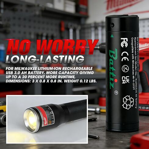 Replacement Battery for Headlamp&Flashlight Red Lithium 3.0 Battery 3200mAh Li-ion Compatible with 48-11-2131 in Kuwait