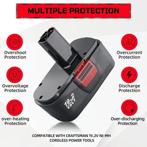 4800mAh C-3 19.2V Ni-MH Battery Replacement for Craftsman 19.2V DieHard C-3 Cordless Tools – Compatible with Craftsman Models 315.115410, 315.11485, 130279005, 1323903, 120235021, 11375 in Kuwait