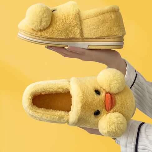 Duck Fuzzy Slippers Cute Slippers Soft Plush Animal Slippers Warm House Slippers in Kuwait