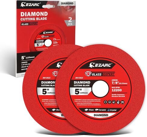 EZARC 4-1/2 Inch Diamond Blade for Glass Tile, 7/8" Arbor, 2-Pack | Super Thin 0.07-Inch Blade, Chip-Free Cuts, Low Vibration, Adapter Rings, for Glass Tile Ceramic Porcelain Crystal in Kuwait