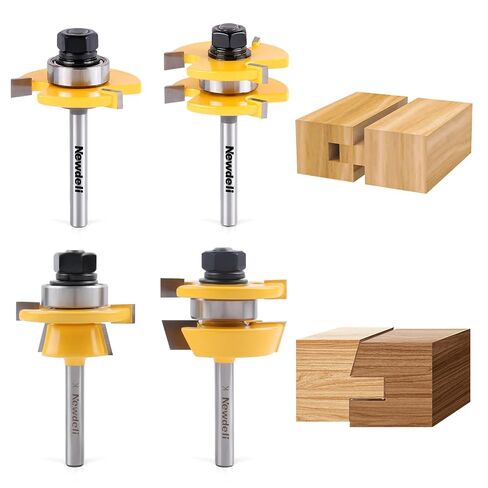 Newdeli Shaker Door Router Bit Set with Tongue and Groove Router Bits 1/4 Inch Shank Professional Carbide Milling Cutters for Cabinet Door in Kuwait