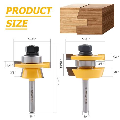 Newdeli Shaker Door Router Bit Set with Tongue and Groove Router Bits 1/4 Inch Shank Professional Carbide Milling Cutters for Cabinet Door in Kuwait