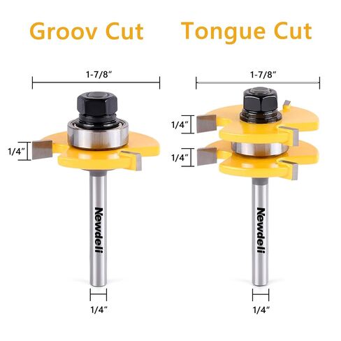 Newdeli Shaker Door Router Bit Set with Tongue and Groove Router Bits 1/4 Inch Shank Professional Carbide Milling Cutters for Cabinet Door in Kuwait