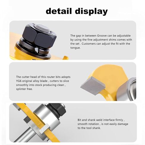 Newdeli Shaker Door Router Bit Set with Tongue and Groove Router Bits 1/4 Inch Shank Professional Carbide Milling Cutters for Cabinet Door in Kuwait
