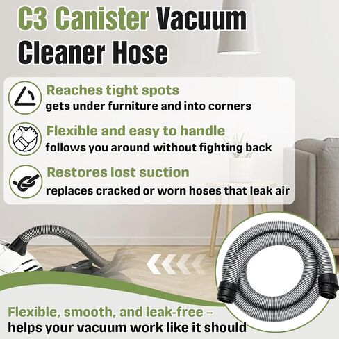 C3 Vacuum Hose Compatible with Miele Vacuum Cleaner C2, C3, S8 Series – Non‑Electric Vacuum Suction Hose for Canister Vacuums – Restores Suction & Reach – Replaces 10563760, 7330630, 7863553 in Kuwait