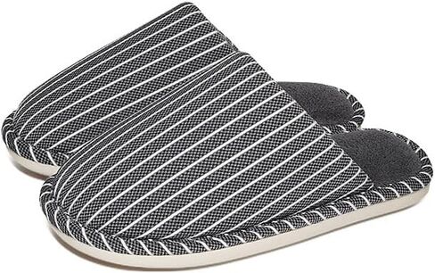 Anti-slip Striped Indoor Slippers for Men and Women Thick-Soled Warm Fluffy Home Shoes Comfortable Couples Footwear in Kuwait