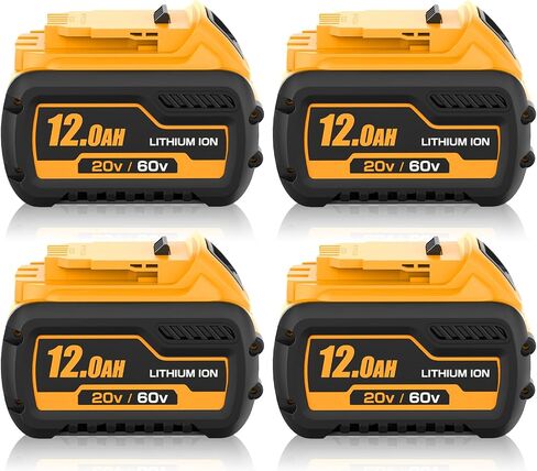 2-Pack 12000mAh High Capacity Battery and DCB102 Charger Replacement for Dewalt 20V/60V MAX Lithium Ion Battery Compatible with DCB606 DCB609 DCB612 DCB208 DCB207 DCB206 Cordless Power Tools in Kuwait