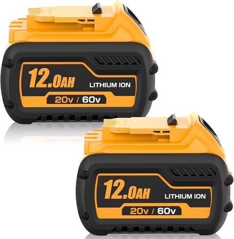 2-Pack 12000mAh High Capacity Battery and DCB102 Charger Replacement for Dewalt 20V/60V MAX Lithium Ion Battery Compatible with DCB606 DCB609 DCB612 DCB208 DCB207 DCB206 Cordless Power Tools in Saudi Arabia