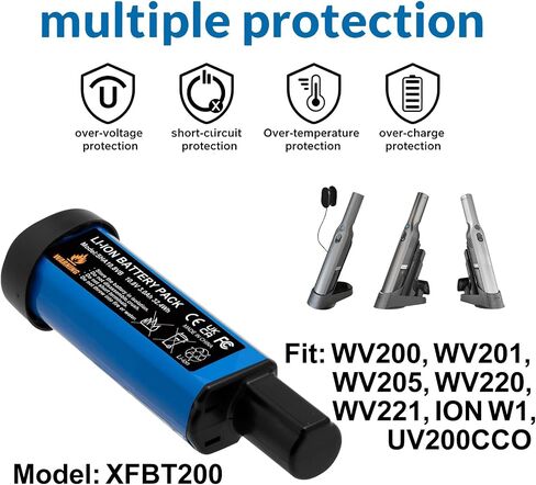 10.8V 3000mAh XFBT200 Li-ion Replacement Battery Shark WV200 Series ION W1 | Long Cleaning Runtime, Tool-Free Install, Full Safety Protection, Consistent Power Supply, Perfect Fit, Long Service Lifespan in Kuwait