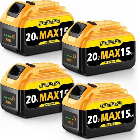 15Ah Replacement Compatible for Dewalt 20V Max Battery with High Capacity | Cordless Power Tools 20 Volt Baterías DCB201 DCB203 DCB204 DCB205 DCB205c DCB205-2 DCB206 4 Pack Batteries Pilas in Kuwait