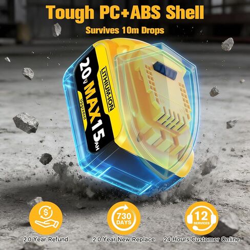 15Ah Replacement Compatible for Dewalt 20V Max Battery with High Capacity | Cordless Power Tools 20 Volt Baterías DCB201 DCB203 DCB204 DCB205 DCB205c DCB205-2 DCB206 4 Pack Batteries Pilas in Kuwait