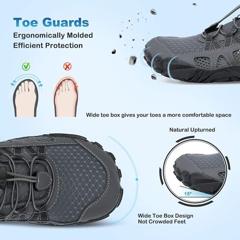 L-RUN Water Hiking Shoes Men Womens Swim Shoes for Surf Barefoot Aqua Socks Reef Shoes Grey M US (Women 13, Men 12)=EU45 in Kuwait