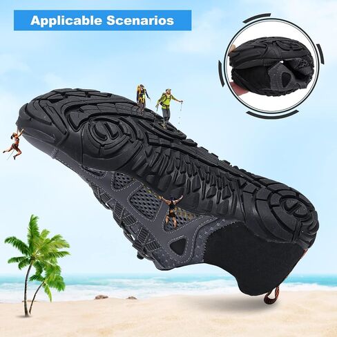 L-RUN Water Hiking Shoes Men Womens Swim Shoes for Surf Barefoot Aqua Socks Reef Shoes Grey M US (Women 13, Men 12)=EU45 in Kuwait