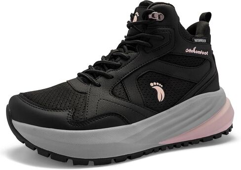 Women's Waterproof Wide Toe Box Orthopedic Ankle Boots: Arch Support Plantar Fasciitis Hiking Trekking Boots, Non Slip Comfortable Outdoor Camping Boots for High Instep, Hammer Toes and Swollen Feet in Kuwait