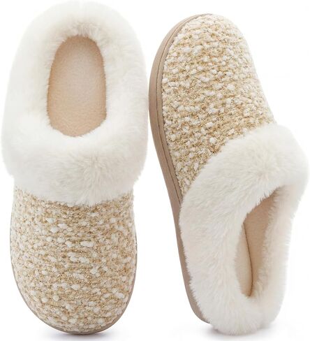 ULTRAIDEAS Women's Warm Knit House Slippers Memoryfoam House Shoes | Non-slip Slippers,Machine Wash ,High-density Memory Foam Insole in Kuwait
