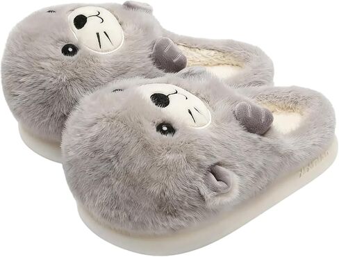 Cute Otter Slippers for Women Plush Animal Slippers Warm Fuzzy House Shoes for Indoor Use in Kuwait