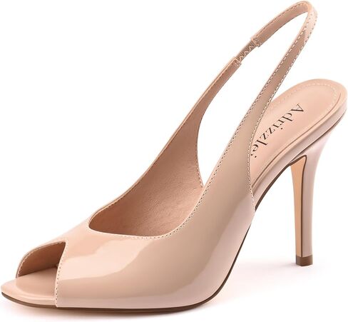 Adrizzlein Women's High Heels Peep Toe Pumps Shoes Fish Mouth Sandals 4 inch Stiletto Heels for Dress Wedding Party in Kuwait