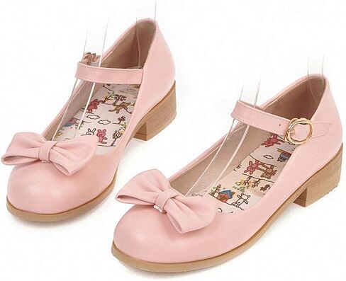 HILIB Woman's Middle Heel Vintage Lolita Shoes Cute Bowknot Mary Jane Shoes in Kuwait