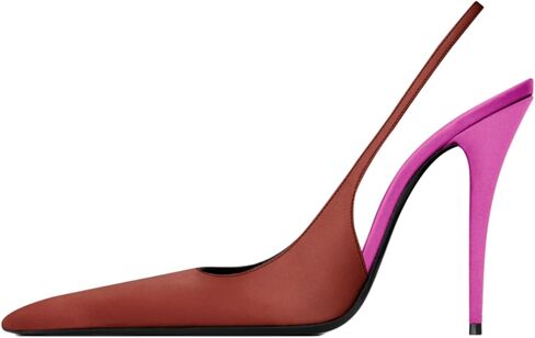 Satin Slingback Heels for Women Closed Toe Two Tone Stiletto Heels Pointy High Heels Pumps Wedding Bride Prom Party Evening Shoes in Kuwait