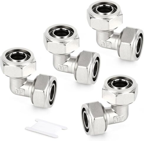GASHER 1PC Elbow Fitting, 3/4" Tubing, Brass-Nickel Plated 90 Degree Street Elbow, For Compressed Air Tube System in Kuwait