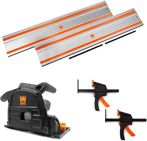 WEN CT9502 100-Inch Track Guide Rail and Adapters, CT1065 10-Amp 6.5-Inch Plunge Cut Sidewinder Circular Saw, 36053C 6" Quick Release Clamps (2 Pack) in Kuwait