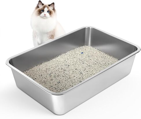 Stainless Steel Litter Box with Lid, Extra Large Litter Box with high Sides, Kitty Litter Box Enclosure, Metal Litter Box with lid Litter, Scoop & Litter Mat, Anti-Leakage (XL Green) in Kuwait