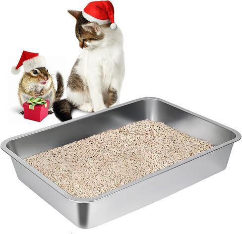 Stainless Steel Litter Box with Lid, Extra Large Litter Box with high Sides, Kitty Litter Box Enclosure, Metal Litter Box with lid Litter, Scoop & Litter Mat, Anti-Leakage (XL Green) in Saudi Arabia