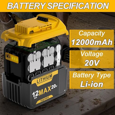 4 Packs 12.0Ah Battery Replacement for Dewalt 20V Max Battery Compatible with 20 Volt Dewalt Batteries Cordless Power Tools DCB200 DCB201 DCB204 DCB205 DCB206 DCB207 in Saudi Arabia