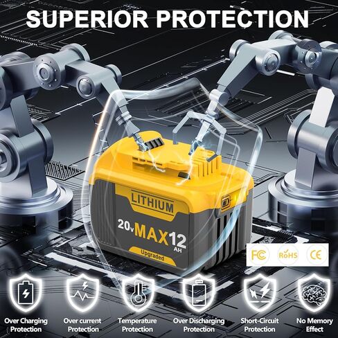 4 Packs 12.0Ah Battery Replacement for Dewalt 20V Max Battery Compatible with 20 Volt Dewalt Batteries Cordless Power Tools DCB200 DCB201 DCB204 DCB205 DCB206 DCB207 in Saudi Arabia